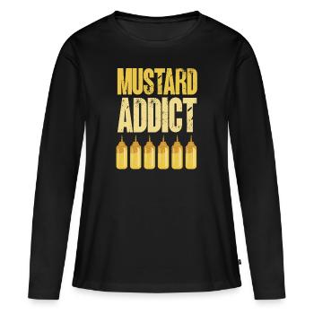 Senf Moutarde - T-shirt manches longues Premium bio Femme - noir - Devant - Julia (174cm)