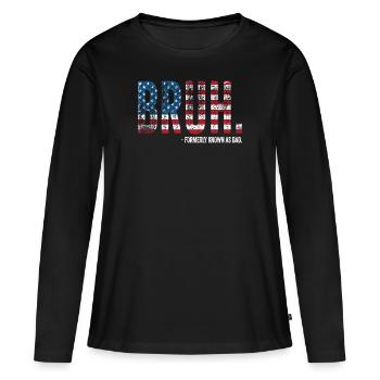 Bruh anciennement connu sous le nom de papa - T-shirt manches longues Premium bio Femme - noir - Devant - Julia (174cm)