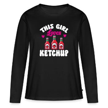 Ketchup Ketchup à la tomate - T-shirt manches longues Premium bio Femme - noir - Devant - Julia (174cm)