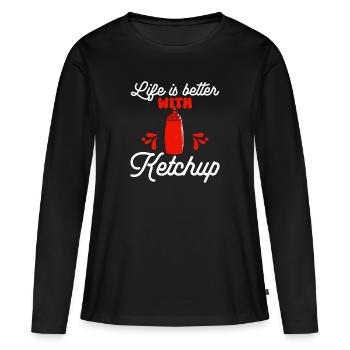 Ketchup Ketchup à la tomate - T-shirt manches longues Premium bio Femme - noir - Devant - Julia (174cm)