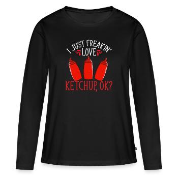 Ketchup Ketchup à la tomate - T-shirt manches longues Premium bio Femme - noir - Devant - Julia (174cm)