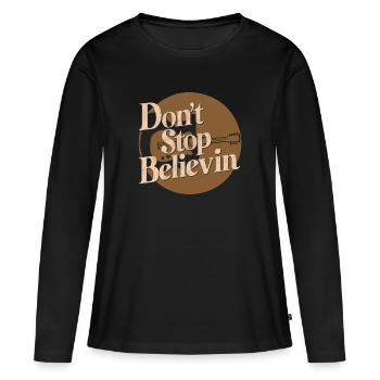 N’ARRÊTEZ PAS DE CROIRE - T-shirt manches longues Premium bio Femme - noir - Devant - Julia (174cm)