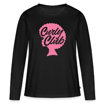 Cheveux bouclés Boucles afro Cheveux naturels - T-shirt manches longues Premium bio Femme - noir - Devant - Julia (174cm)