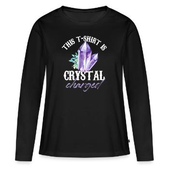 Ce design en guérisseur Reiki chargé de cristal - T-shirt manches longues Premium bio Femme - noir - Devant - Julia (174cm)