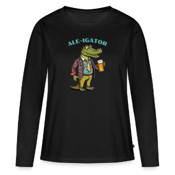ale-igator - T-shirt manches longues Premium bio Femme - noir - Devant - Julia (174cm)