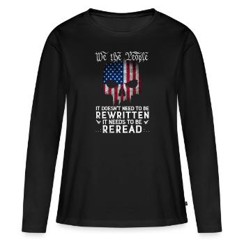 Patriot Skull US Flag La Constitution des États-Unis doit - T-shirt manches longues Premium bio Femme - noir - Devant - Julia (174cm)