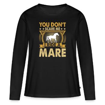 Vous ne me faites pas peur, je monte une jument ! - T-shirt manches longues Premium bio Femme - noir - Devant - Julia (174cm)
