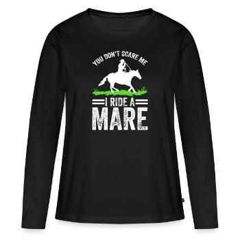 Vous ne me faites pas peur, je monte une jument ! - T-shirt manches longues Premium bio Femme - noir - Devant - Julia (174cm)