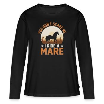 Vous ne me faites pas peur, je monte une jument ! - T-shirt manches longues Premium bio Femme - noir - Devant - Julia (174cm)