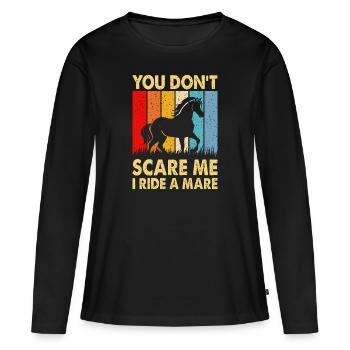 Vous ne me faites pas peur, je monte une jument ! - T-shirt manches longues Premium bio Femme - noir - Devant - Julia (174cm)