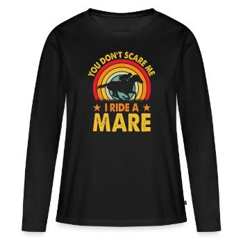 Vous ne me faites pas peur, je monte une jument ! - T-shirt manches longues Premium bio Femme - noir - Devant - Julia (174cm)
