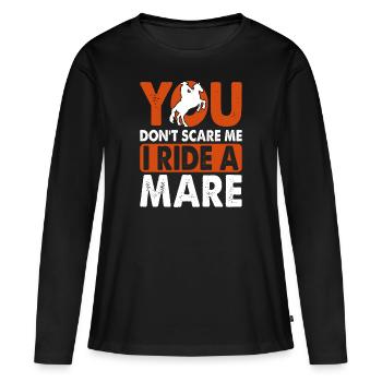 Vous ne me faites pas peur, je monte une jument ! - T-shirt manches longues Premium bio Femme - noir - Devant - Julia (174cm)