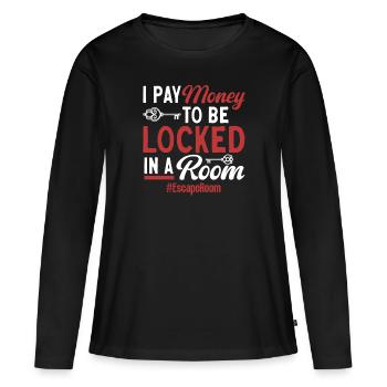 Salle d’évasion - T-shirt manches longues Premium bio Femme - noir - Devant - Julia (174cm)