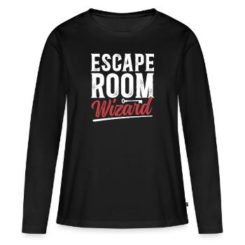 Salle d’évasion - T-shirt manches longues Premium bio Femme - noir - Devant - Julia (174cm)
