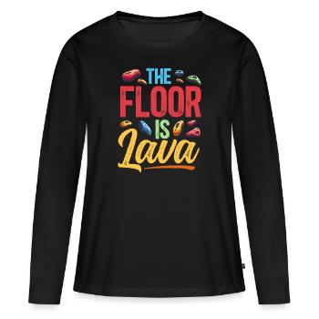 Le sol est en bloc de lave - T-shirt manches longues Premium bio Femme - noir - Devant - Julia (174cm)