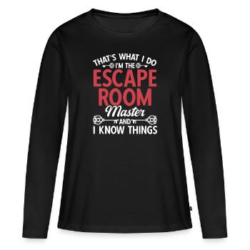 Salle d’évasion - T-shirt manches longues Premium bio Femme - noir - Devant - Julia (174cm)