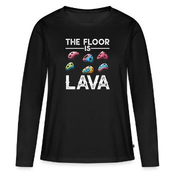 Le sol est en bloc de lave - T-shirt manches longues Premium bio Femme - noir - Devant - Julia (174cm)