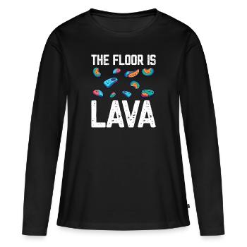 Le sol est en bloc de lave - T-shirt manches longues Premium bio Femme - noir - Devant - Julia (174cm)