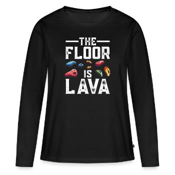 Le sol est en bloc de lave - T-shirt manches longues Premium bio Femme - noir - Devant - Julia (174cm)