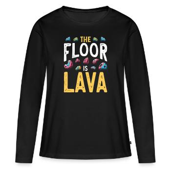 Le sol est en bloc de lave - T-shirt manches longues Premium bio Femme - noir - Devant - Julia (174cm)