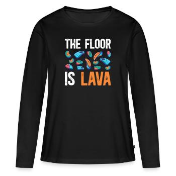 Le sol est en bloc de lave - T-shirt manches longues Premium bio Femme - noir - Devant - Julia (174cm)