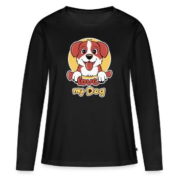 J’AIME MON CHIEN - T-shirt manches longues Premium bio Femme - noir - Devant - Julia (174cm)