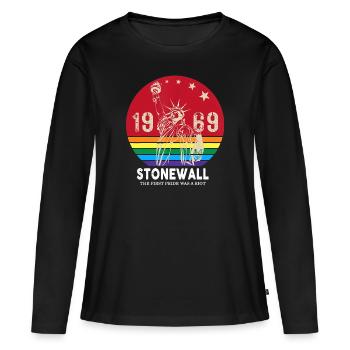 La première fierté était une émeute 1969 Stonewall LGBTQ - T-shirt manches longues Premium bio Femme - noir - Devant - Julia (174cm)