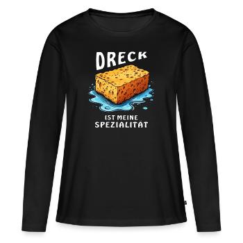 LA SALETÉ ÉPONGE EST MA SPÉCIALITÉ - T-shirt manches longues Premium bio Femme - noir - Devant - Julia (174cm)