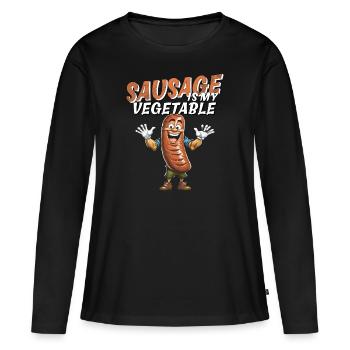 SAUSAGE IS MY VEGETABLE - Frauen Premium Bio Langarmshirt - Schwarz - Vorne - Julia (174cm)
