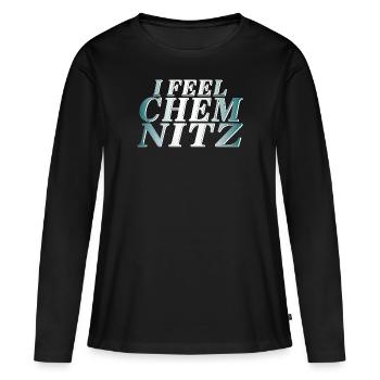 JE ME SENS CHEMNITZ - T-shirt manches longues Premium bio Femme - noir - Devant - Julia (174cm)
