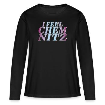 JE ME SENS CHEMNITZ - T-shirt manches longues Premium bio Femme - noir - Devant - Julia (174cm)