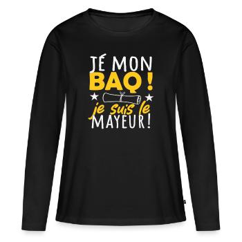Idée Réussite Bac J'ai Mon Bac Humour Baccalauréat - T-shirt manches longues Premium bio Femme - noir - Devant - Julia (174cm)
