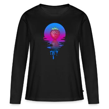 Sunset Strawberry - Frauen Premium Bio Langarmshirt - Schwarz - Vorne - Julia (174cm)