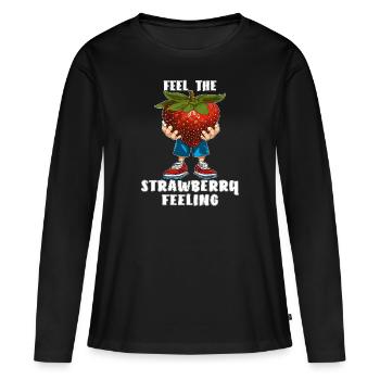 RESSENTEZ LA SENSATION DE LA FRAISE - T-shirt manches longues Premium bio Femme - noir - Devant - Julia (174cm)