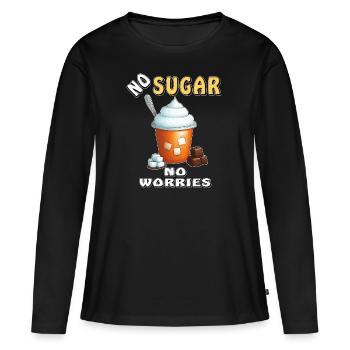 NO SUGAR NO WORRIES - Women's Premium Organic Long Sleeve Shirt - black - Front - Julia (174cm)