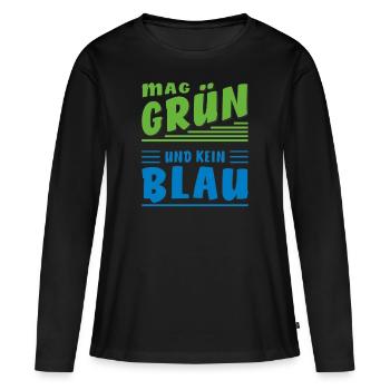 AIME LE VERT ET PAS LE BLEU - T-shirt manches longues Premium bio Femme - noir - Devant - Julia (174cm)