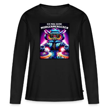 OWL I DON'T LIKE MORNING PEOPLE - Women's Premium Organic Long Sleeve Shirt - black - Front - Julia (174cm)