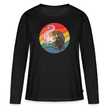 Ying et Yang Axolotl - T-shirt manches longues Premium bio Femme - noir - Devant - Julia (174cm)