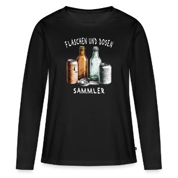FLASCHEN UND DOSEN SAMMLER - Frauen Premium Bio Langarmshirt - Schwarz - Vorne - Julia (174cm)