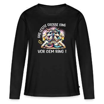 Enterrement de vie de garçon Mariée Enterrement de vie de jeune fille Grondement de femmes - T-shirt manches longues Premium bio Femme - noir - Devant - Julia (174cm)