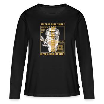 Kaffee redet nicht lustiger Kaffee Spruch - Frauen Premium Bio Langarmshirt - Schwarz - Vorne - Julia (174cm)