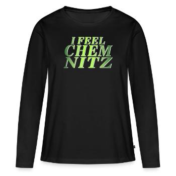 JE ME SENS CHEMNITZ - T-shirt manches longues Premium bio Femme - noir - Devant - Julia (174cm)