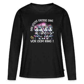 Enterrement de vie de garçon Mariée Enterrement de vie de jeune fille Grondement de femmes - T-shirt manches longues Premium bio Femme - noir - Devant - Julia (174cm)