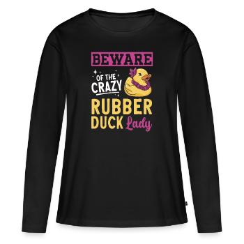 Canard en caoutchouc Canard en caoutchouc - T-shirt manches longues Premium bio Femme - noir - Devant - Julia (174cm)