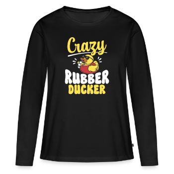 Canard en caoutchouc Canard en caoutchouc - T-shirt manches longues Premium bio Femme - noir - Devant - Julia (174cm)