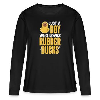 Canard en caoutchouc Canard en caoutchouc - T-shirt manches longues Premium bio Femme - noir - Devant - Julia (174cm)