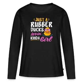Canard en caoutchouc Canard en caoutchouc - T-shirt manches longues Premium bio Femme - noir - Devant - Julia (174cm)