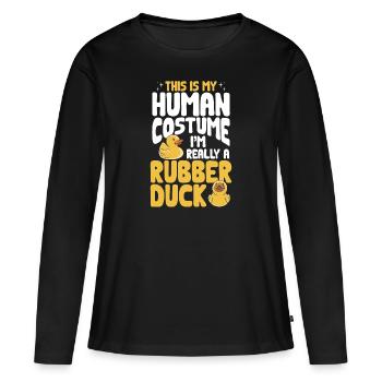 Canard en caoutchouc Canard en caoutchouc - T-shirt manches longues Premium bio Femme - noir - Devant - Julia (174cm)