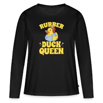Canard en caoutchouc Canard en caoutchouc - T-shirt manches longues Premium bio Femme - noir - Devant - Julia (174cm)