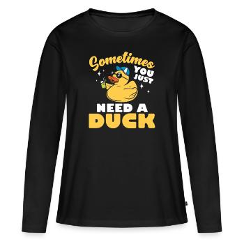 Canard en caoutchouc Canard en caoutchouc - T-shirt manches longues Premium bio Femme - noir - Devant - Julia (174cm)